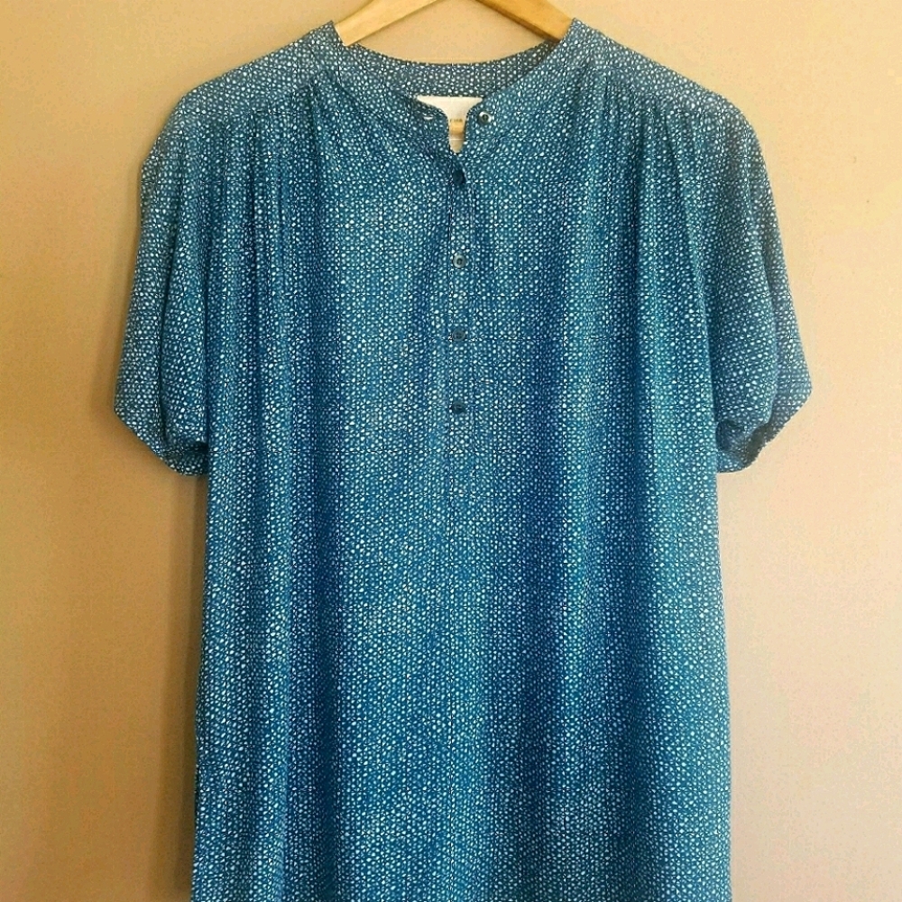 MAEVE by Anthropologie Slate Blue Popover Blouse